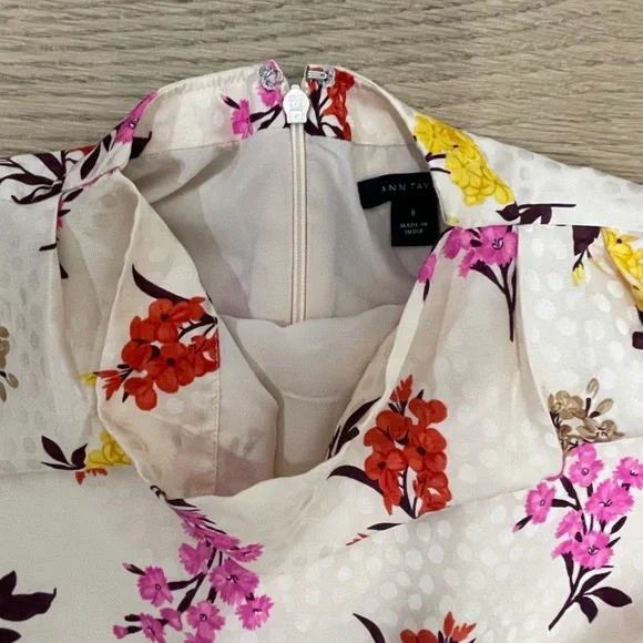 Ann Taylor Floral Casual Dress - Cream, Pink, Yellow - Picture 3 of 6